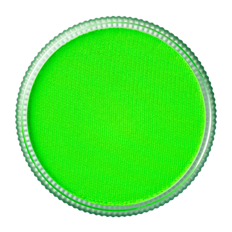TAG Neon Green face paint 32g colour swatch top view TAG Neon Green face paint 32g colour swatch top view