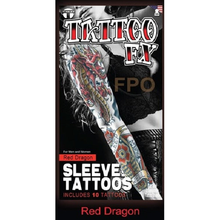 Temporary Tattoos- Red Dragon Sleeve Temporary Tattoos- Red Dragon Sleeve