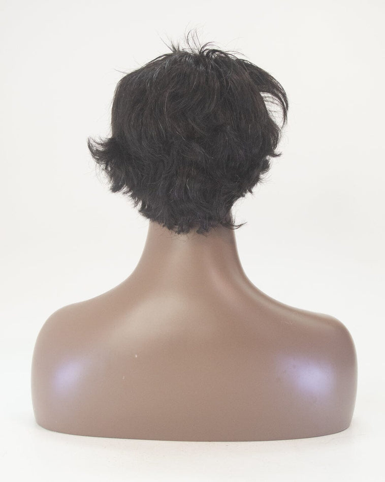 Dark Brown Grey Flecks Short Synthetic Hair Wig